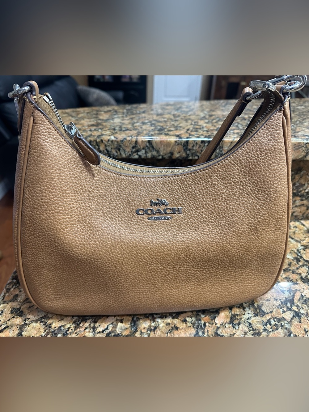 Coach Pebbled Leather Shoulder Bag in Brown Tan